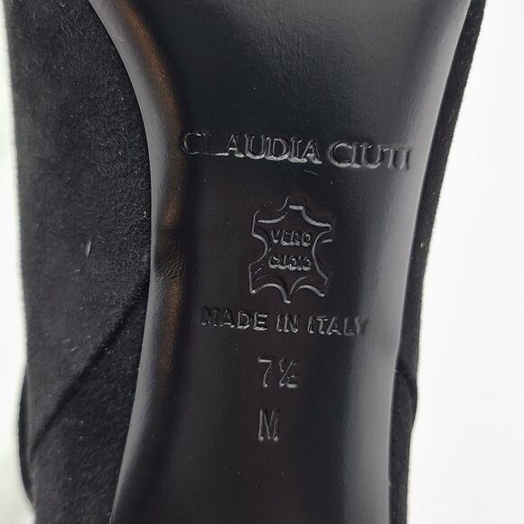Claudia Ciuti NEW $495 Samoa Black Suede & Silver Stiletto Ankle Boots, Size 7.5 - Picture 11 of 12
